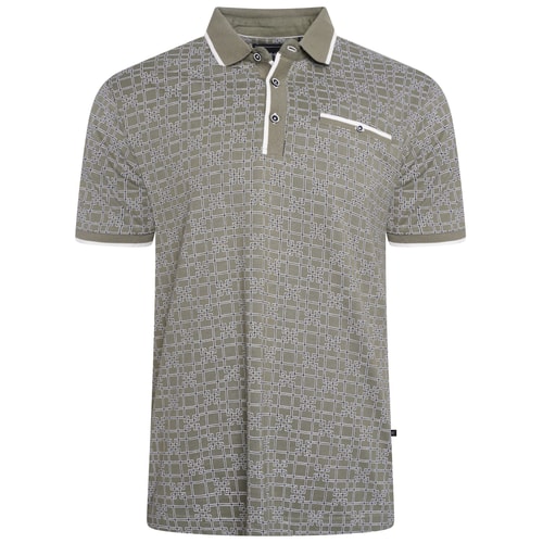 KAM – Poloshirt mit Geo-Print, Salbeigrün